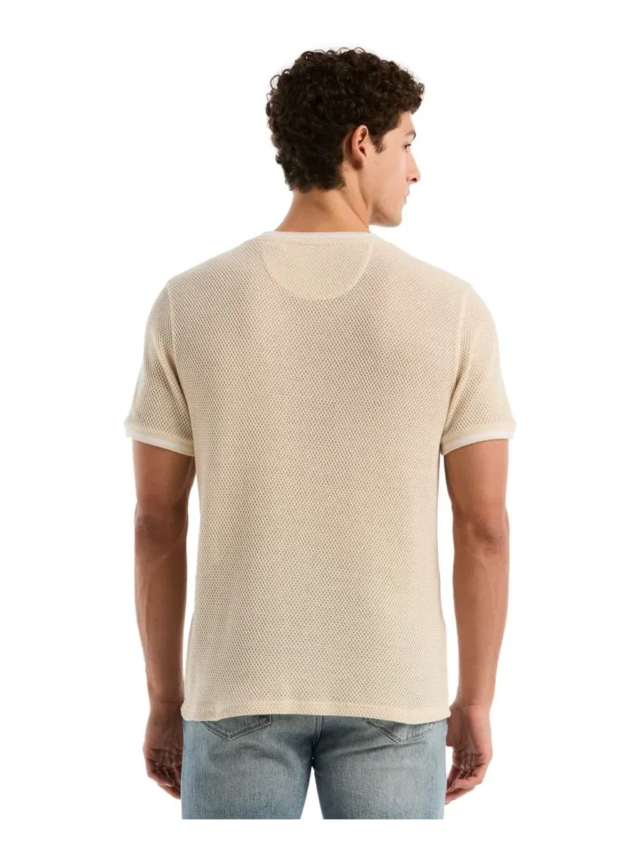 Мужская футболка из хлопка с медовым жаккардовым узором, slim fit Original Penguin — изображение 5 из 5, березовый