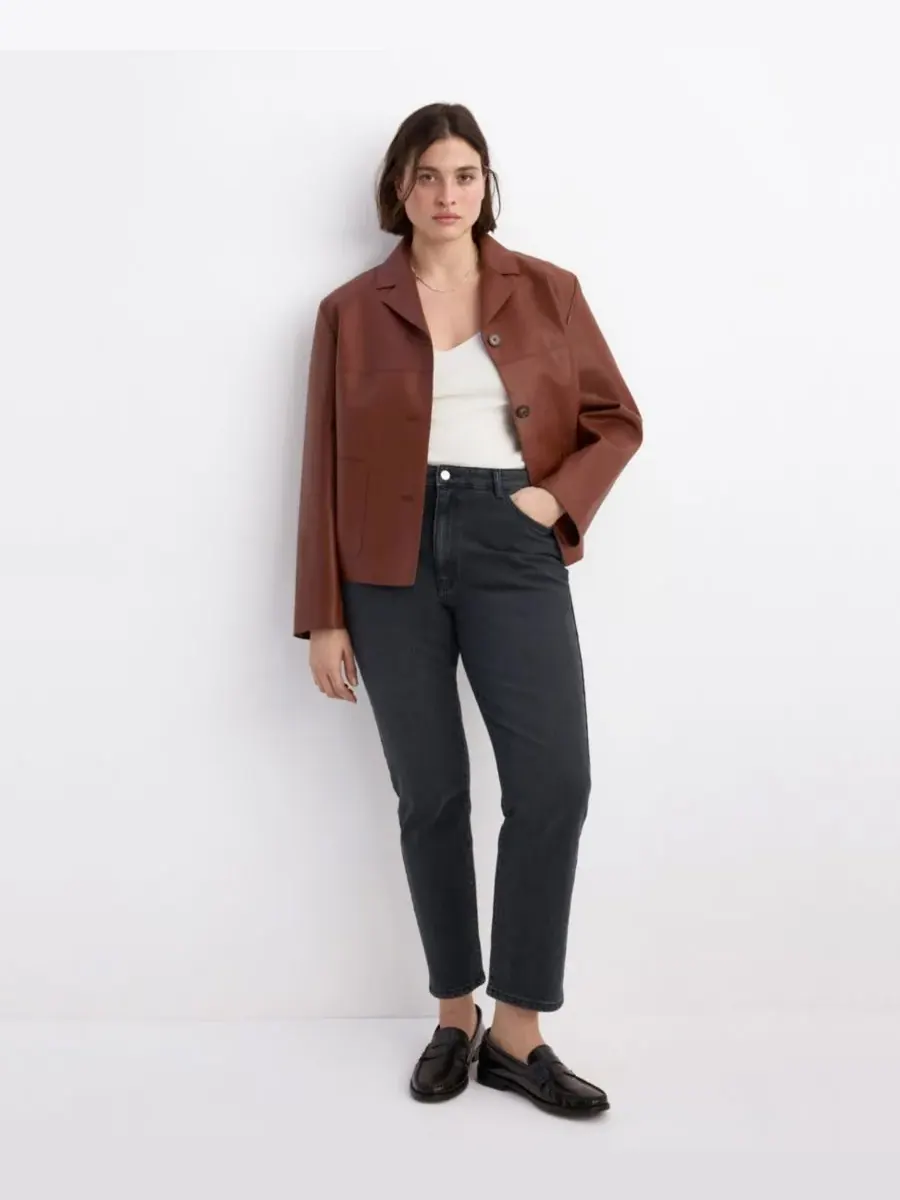 Женские укороченные джинсы Claudia Slim-Fit MANGO — изображение 6 из 8, черный джинсовый синий