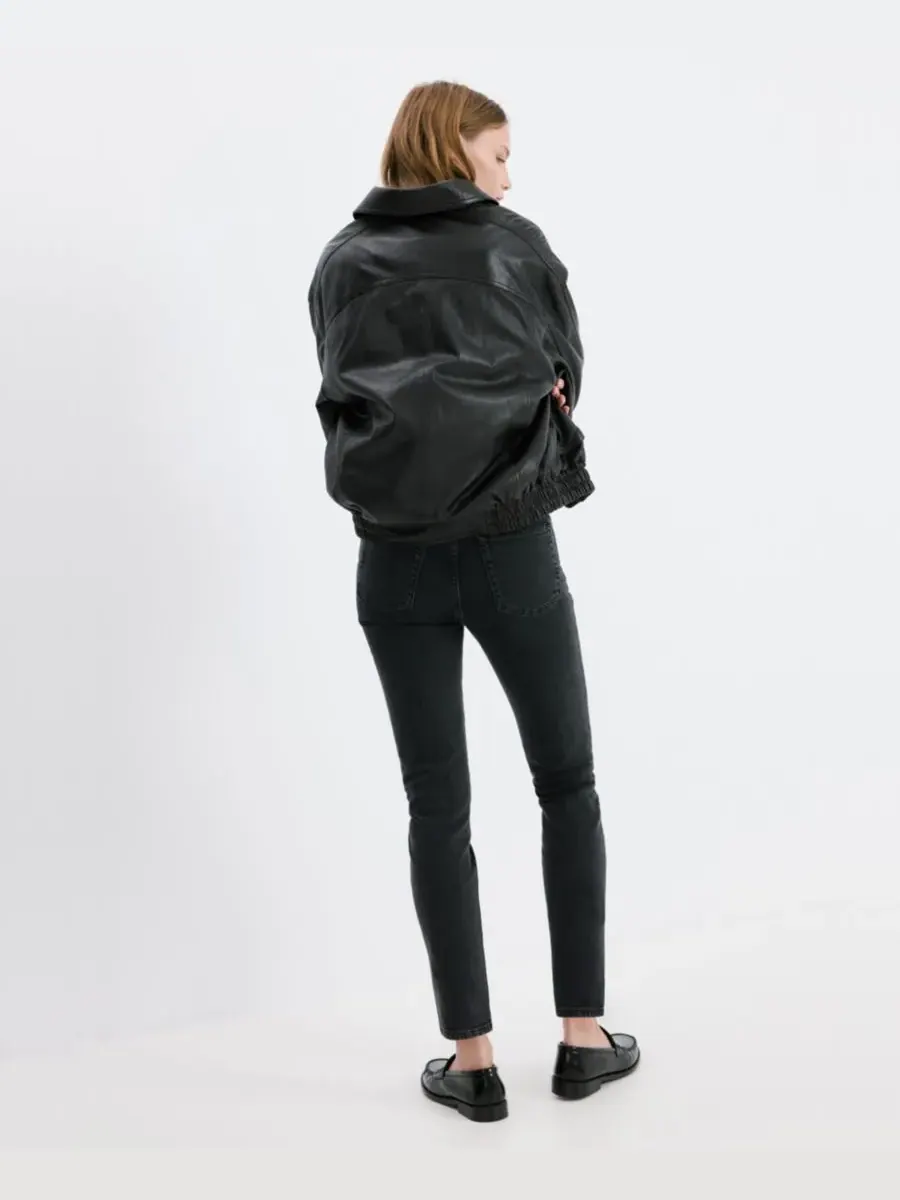Женские укороченные джинсы Claudia Slim-Fit MANGO — изображение 8 из 8, черный джинсовый синий