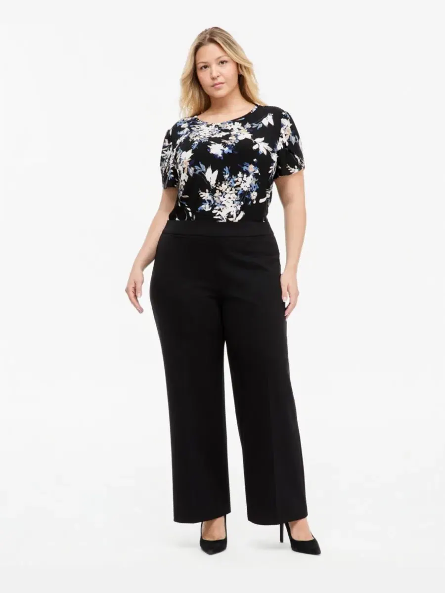 Брюки свободного кроя с защипами Anne Klein Essentials — черный