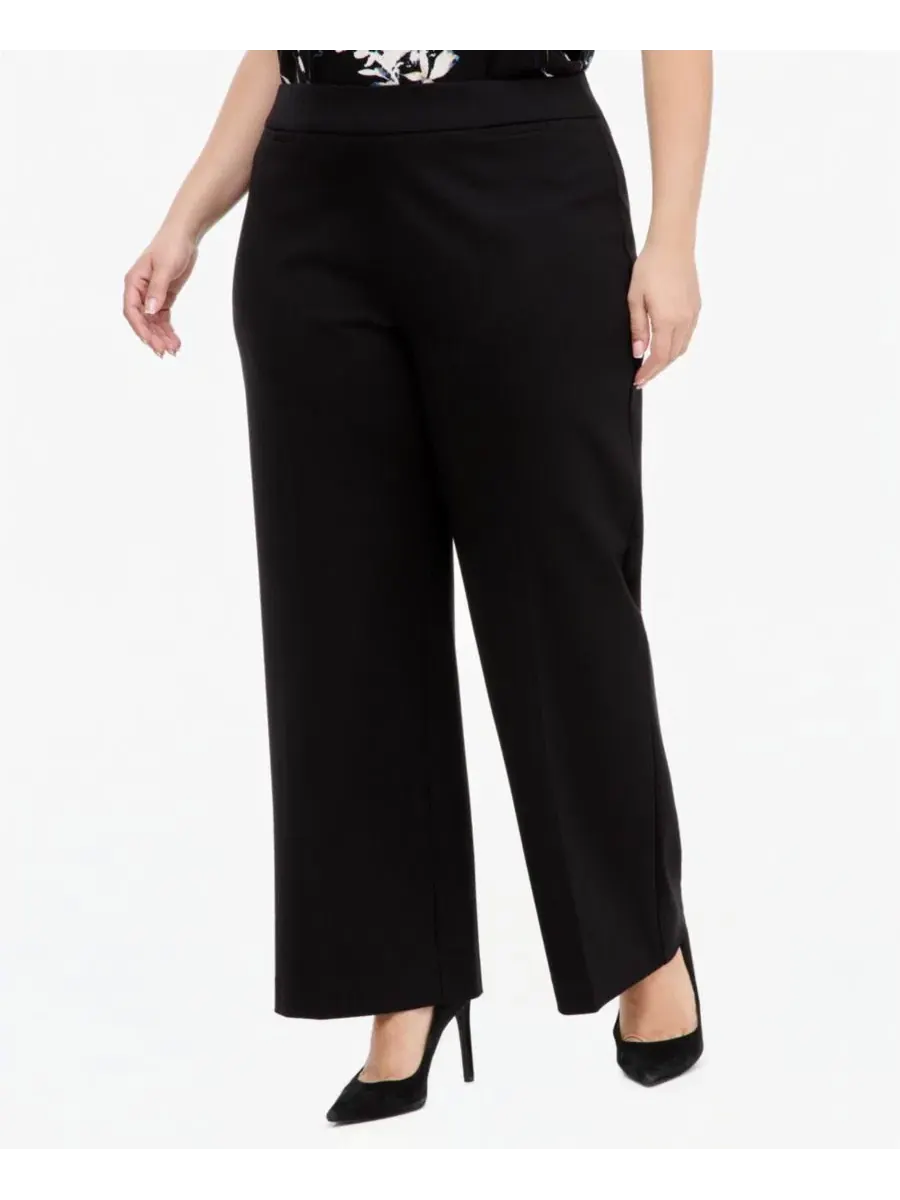 Брюки свободного кроя с защипами Anne Klein Essentials — изображение 2 из 4, черный