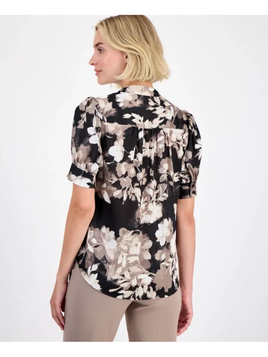 Блуза с рукавом-фонарик Anne Klein — изображение 2 из 4, черный