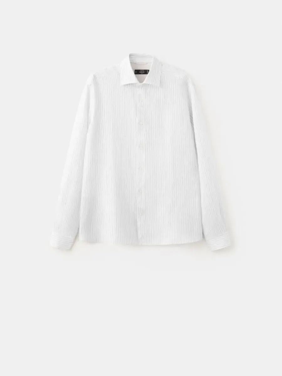 Льняная рубашка с длинным рукавом Slim Fit Mango — изображение 2 из 7, белый