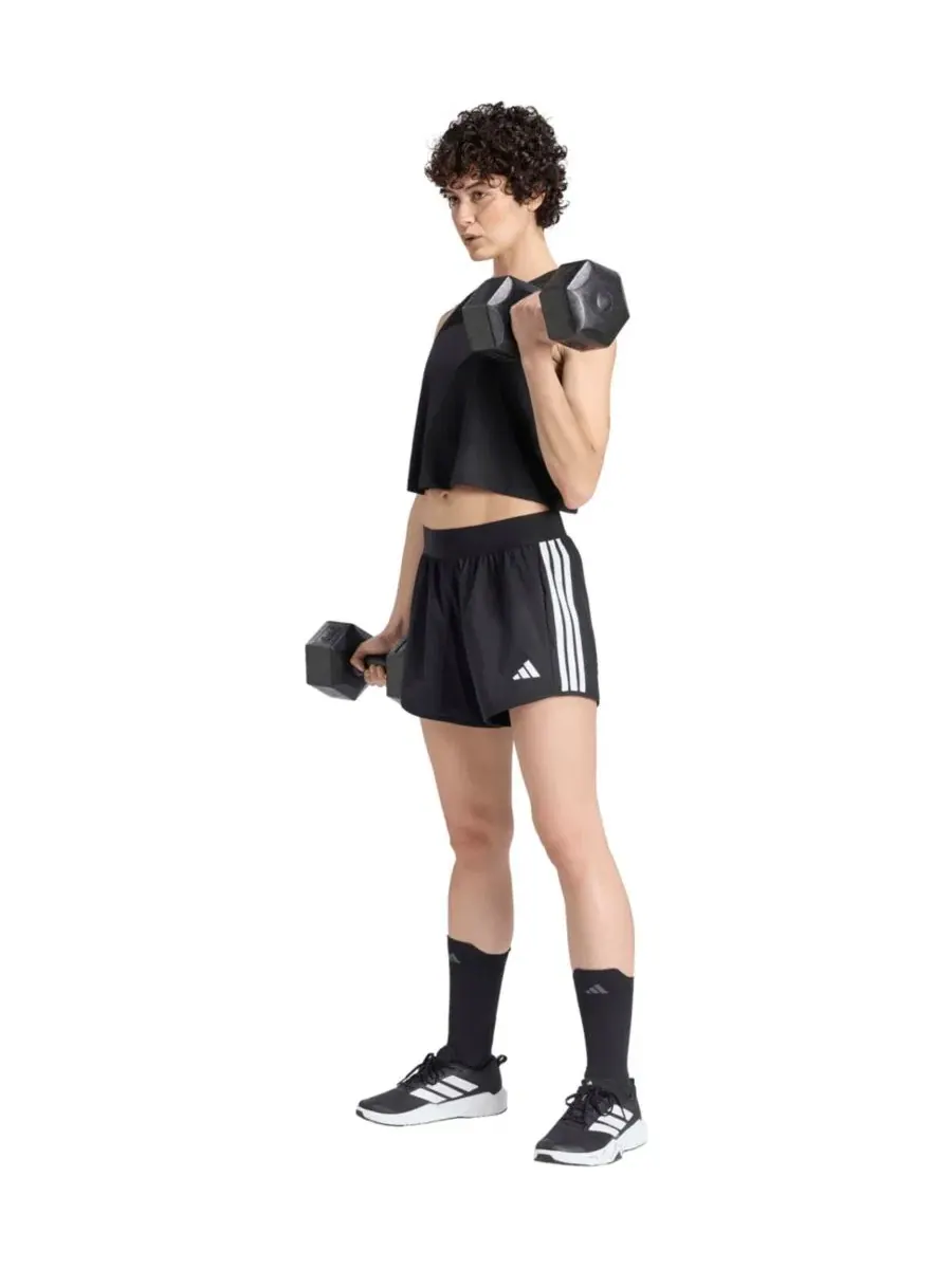 Шорты для тренировок с 3 полосками Pacer Workout Flex adidas — изображение 2 из 5, черный/белый