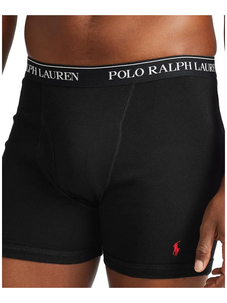 Мужские хлопковые боксеры, комплект из 3 штук, большие размеры Polo Ralph Lauren — изображение 4 из 4, черный