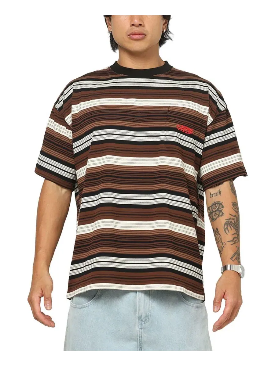 Футболка с принтом Brown Striped Pocket CARRE — изображение 1 из 4, коричневый