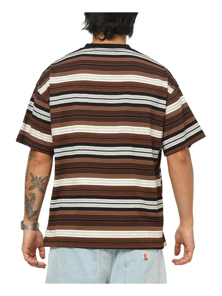 Футболка с принтом Brown Striped Pocket CARRE — изображение 3 из 4, коричневый