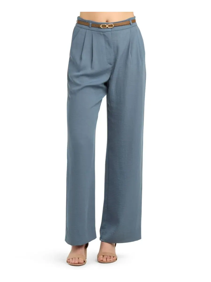 Штаны с защипами и широкими штанинами, модель Pleated Wide-Leg BCX — синий
