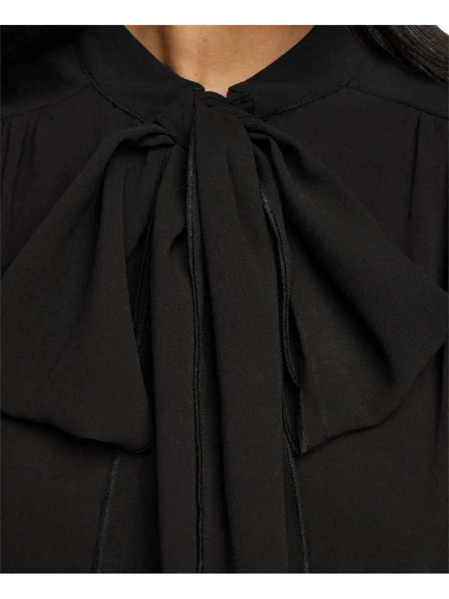 Блуза с галстуком и пеплумом DKNY — изображение 8 из 8, черный