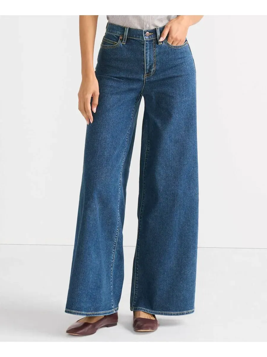 Женские джинсы Recover Denim с высокой посадкой и очень широкими штанинами Lands' End
