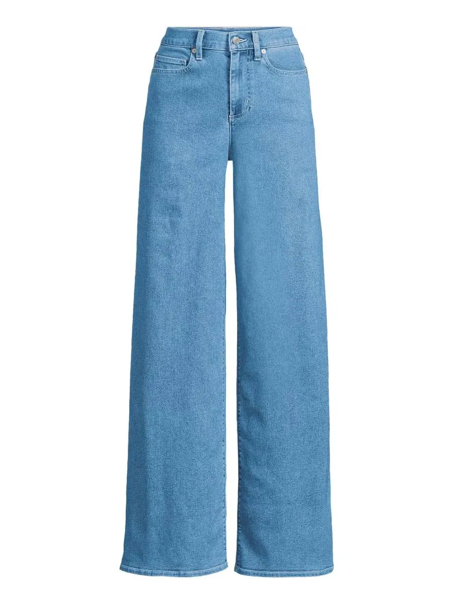 Женские джинсы Recover Denim с высокой посадкой и очень широкими штанинами Lands' End — изображение 3 из 4, синий