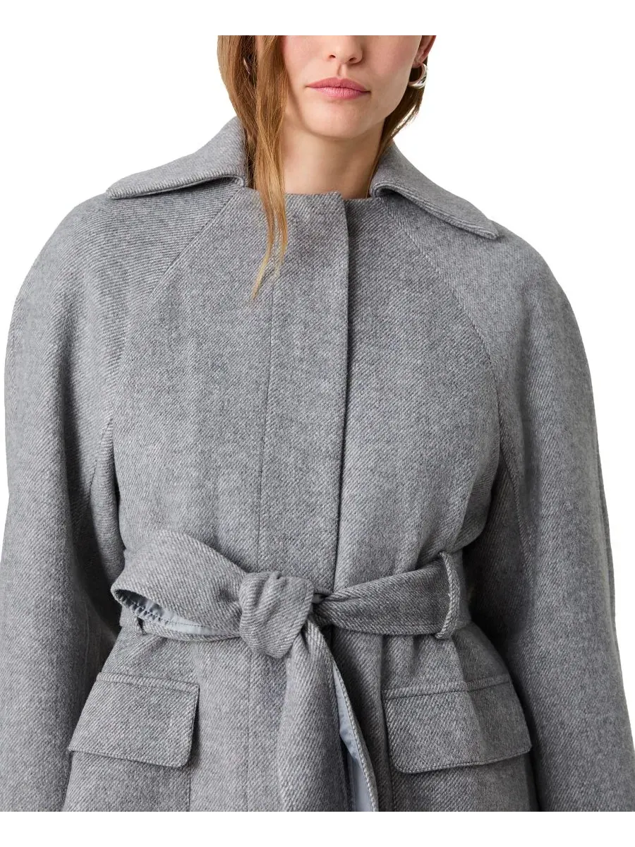 Пальто-тренч с поясом Gabriella Twill Belted Relaxed Coat French Connection — изображение 4 из 8, серый мульти