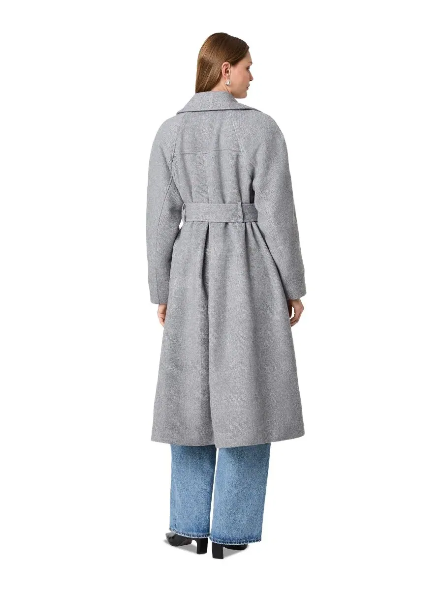 Пальто-тренч с поясом Gabriella Twill Belted Relaxed Coat French Connection — изображение 5 из 8, серый мульти