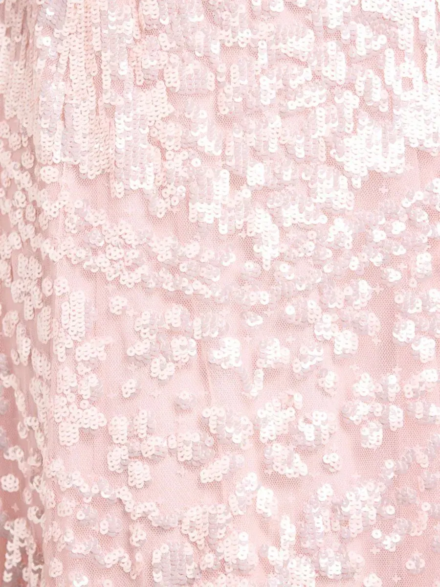 Платье макси с блестками Anais Sequin 3/4 Sleeve Maxi Gown Needle & Thread — изображение 2 из 7, перламутр