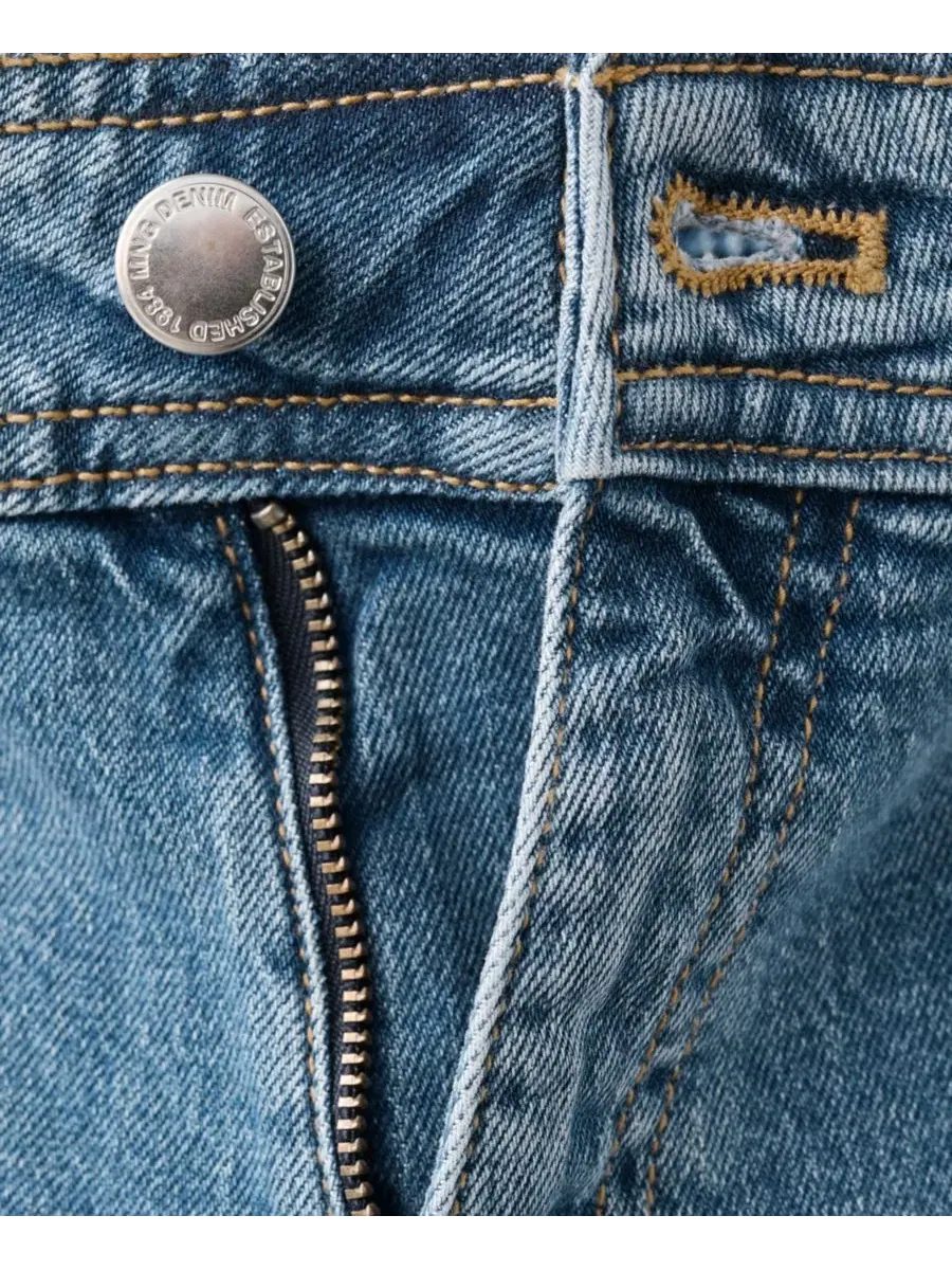 Джинсы с высокой посадкой и широкими штанинами, модель High-Waisted Wide leg Jeans MANGO — изображение 3 из 9, синий