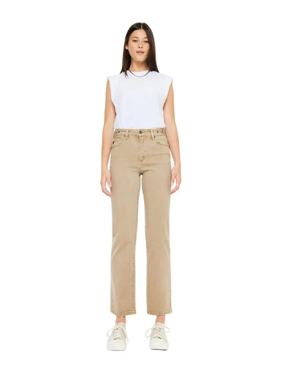 Джинсы прямого кроя с высокой посадкой Ashley High Rise True Straight KanCan — изображение 7 из 7, бежевый