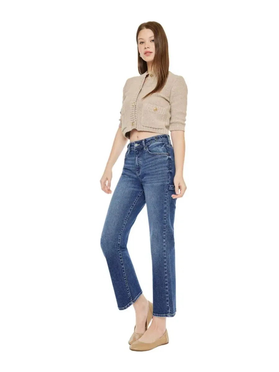 Джинсы прямого кроя с высокой посадкой Ashley High Rise True Straight KanCan — изображение 3 из 5, средняя отмывка