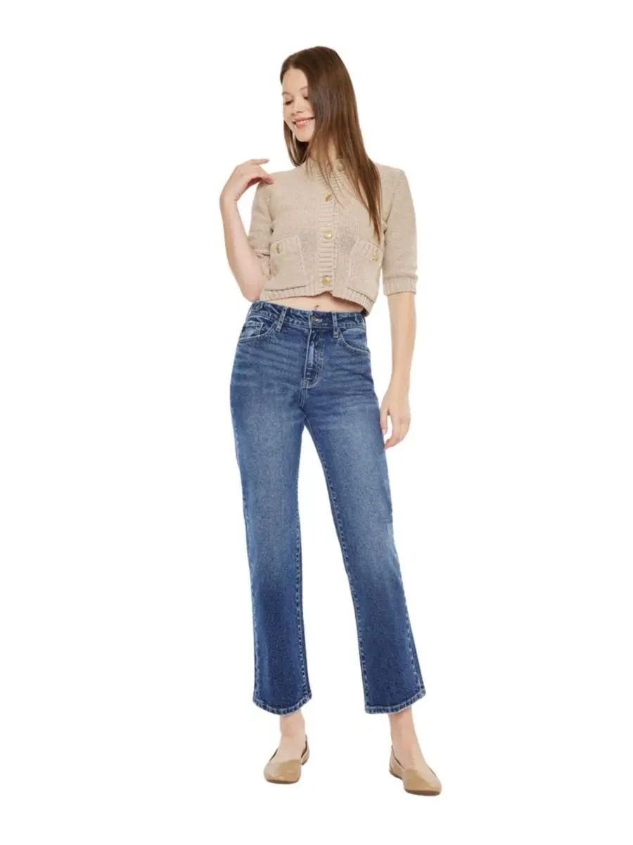 Джинсы прямого кроя с высокой посадкой Ashley High Rise True Straight KanCan — изображение 5 из 5, средняя отмывка