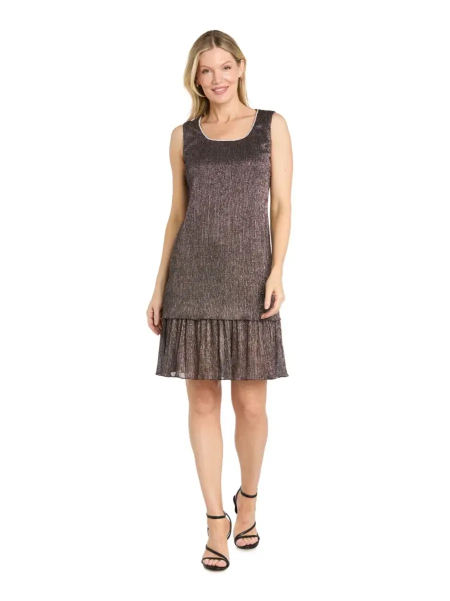 Комплект из платья без рукавов и жакета с рукавом 3/4, модель Petite Scoop Dress & Open-Front — серебристый