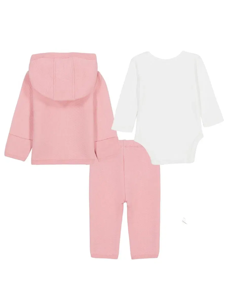 Комплект из 3 предметов: куртка с капюшоном, боди и брюки Calvin Klein — изображение 2 из 9, розовый/белый