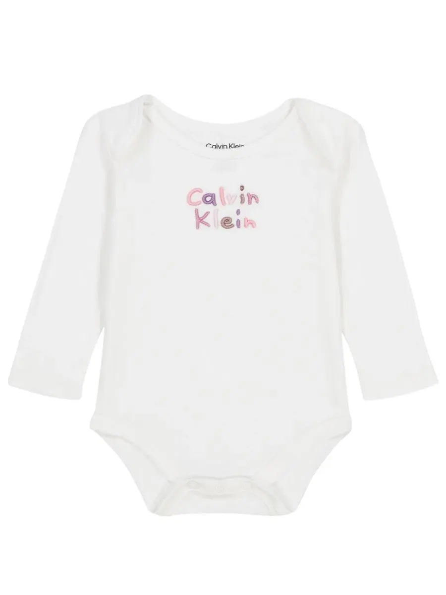 Комплект из 3 предметов: куртка с капюшоном, боди и брюки Calvin Klein — изображение 3 из 9, розовый/белый