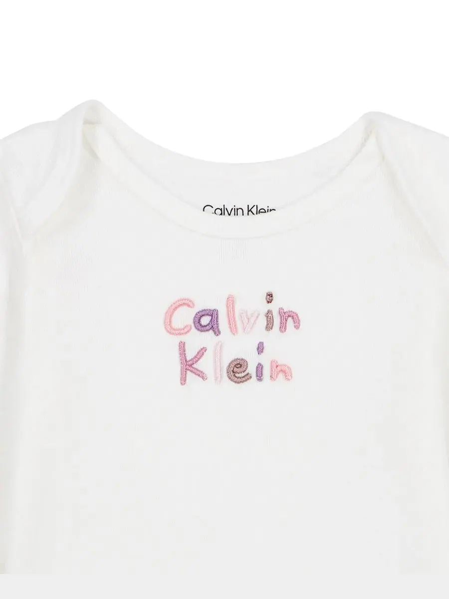 Комплект из 3 предметов: куртка с капюшоном, боди и брюки Calvin Klein — изображение 5 из 9, розовый/белый