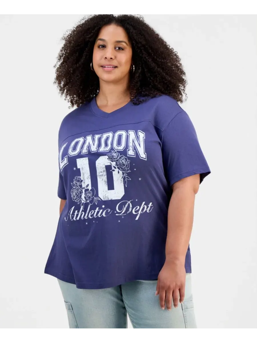 Футболка оверсайз с принтом London 10 Rebellious One — синий