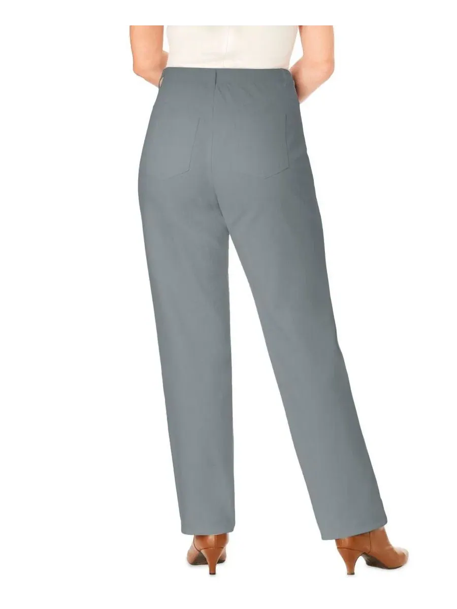 Джинсы прямого кроя с пятью карманами Woman Within Perfect Relaxed All-Cotton Denim — изображение 2 из 3, серый