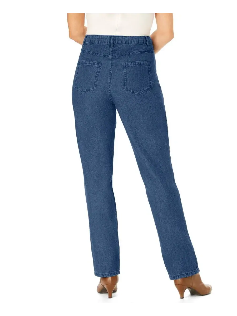 Джинсы прямого кроя Woman Within Perfect Relaxed All-Cotton Five-Pocket, Stonewash Sanded — изображение 2 из 3