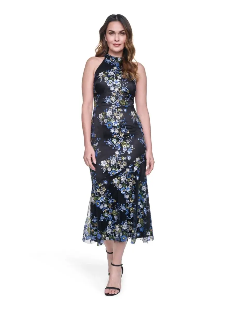 Платье миди без рукавов с воротником-халтер Eliza J — оранжевый
