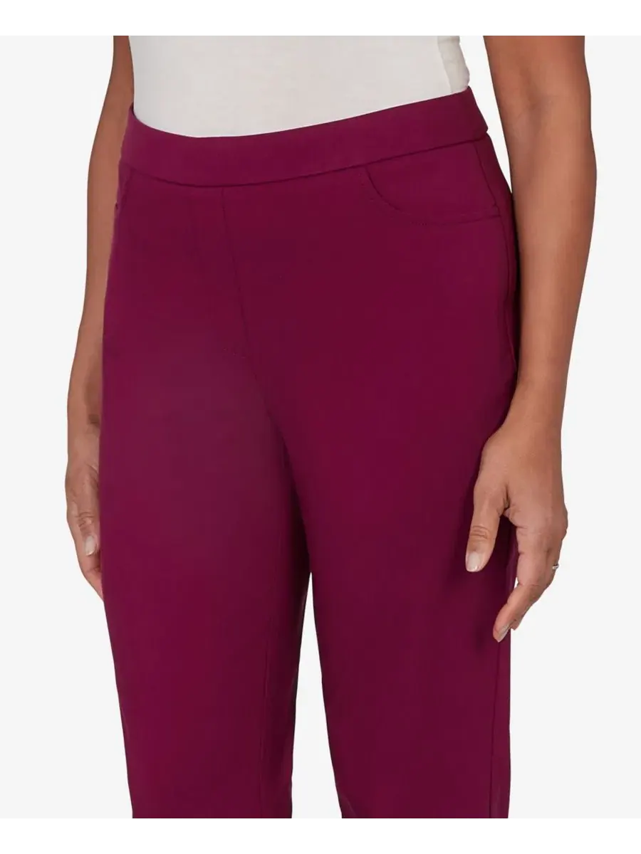 Брюки укороченные с принтом Petite Colored Allure Stretch Alfred Dunner — изображение 4 из 5, фиолетовый