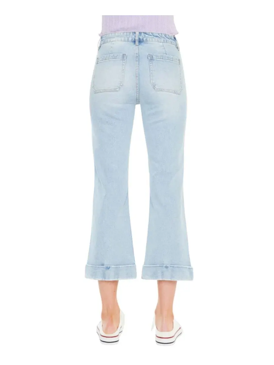 Джинсы-клеш с высокой посадкой Angelina High Rise Crop Flare KanCan — изображение 2 из 6, светлая стирка
