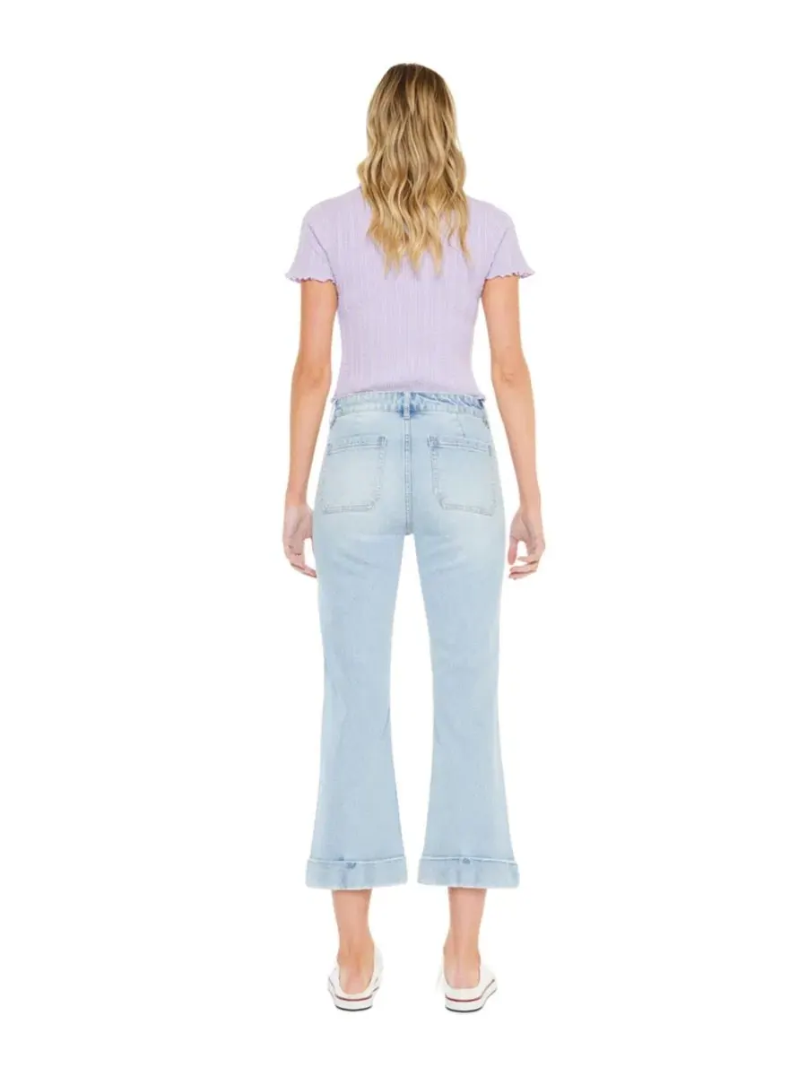 Джинсы-клеш с высокой посадкой Angelina High Rise Crop Flare KanCan — изображение 5 из 6, светлая стирка