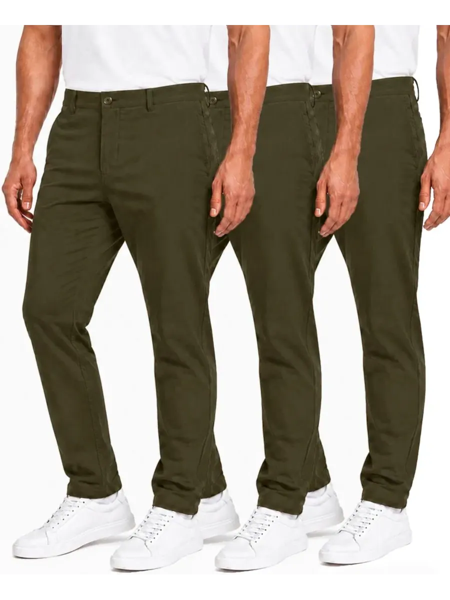 Брюки чинос slim fit, 3 предмета Blu Rock — изображение 1 из 4, оливковый