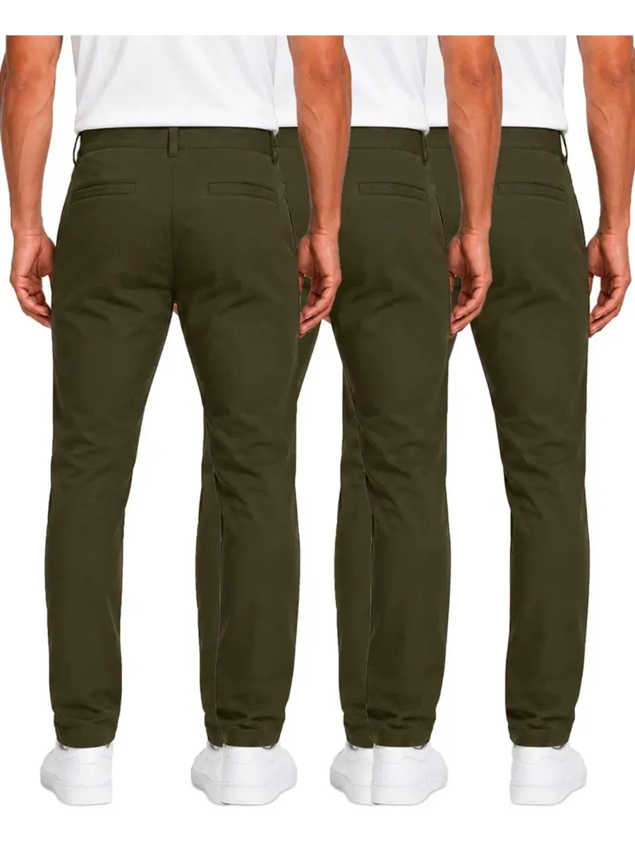 Брюки чинос slim fit, 3 предмета Blu Rock — изображение 2 из 4, оливковый