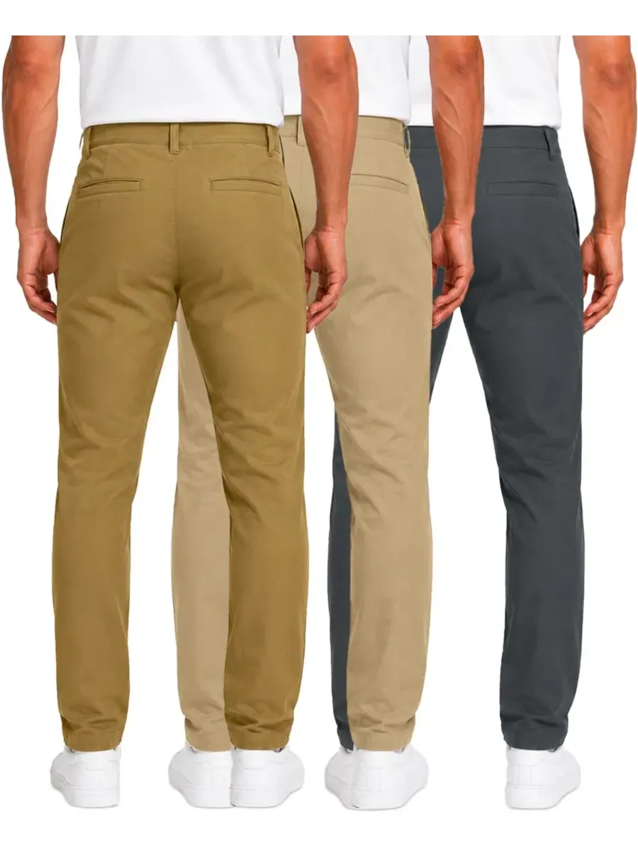 Брюки чинос из 3 предметов, Super Stretch Slim-Fit Blu Rock — изображение 2 из 4, хаки серый