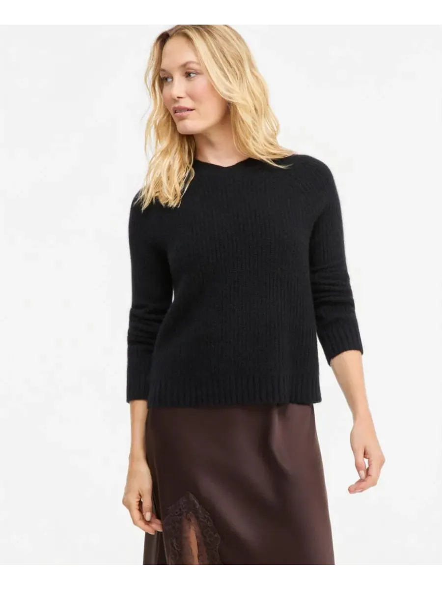 Свитер с круглым вырезом 100% кашемир Shaker Stitch Charter Club — изображение 1 из 6, классический черный