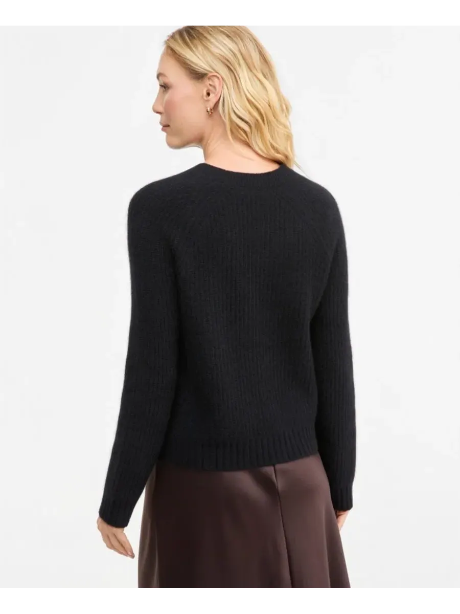 Свитер с круглым вырезом 100% кашемир Shaker Stitch Charter Club — изображение 2 из 6, классический черный