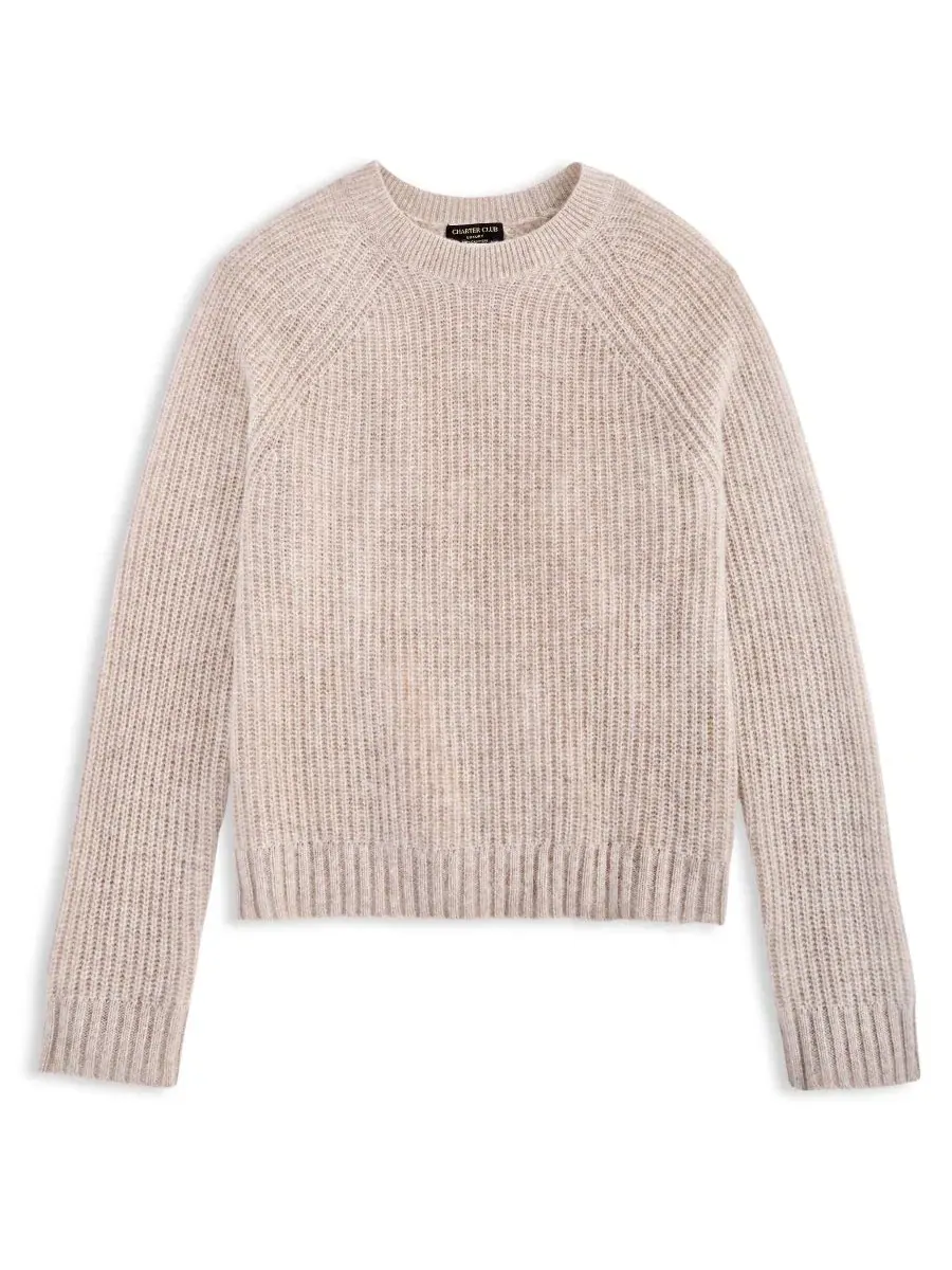 Свитер с круглым вырезом из кашемира Shaker Stitch Charter Club — изображение 6 из 7, серый