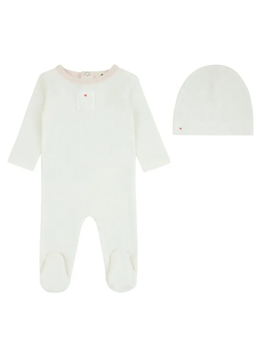 Комплект боди-комбинезона с пинетками и шапки Teddy Patch NoggiWear — розовый