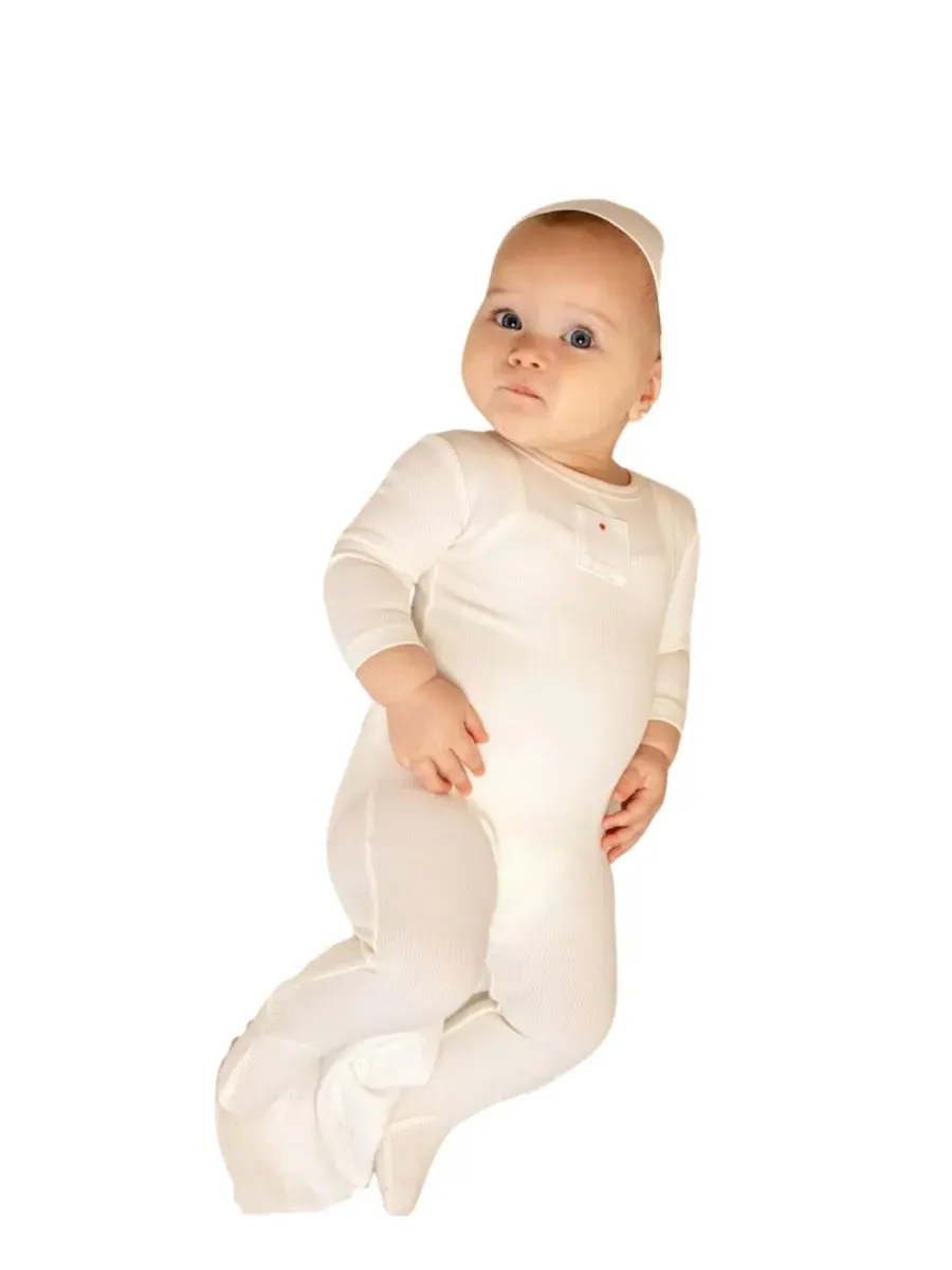 Комплект боди-комбинезона с пинетками и шапки Teddy Patch NoggiWear — изображение 2 из 4, кремовый/розовый