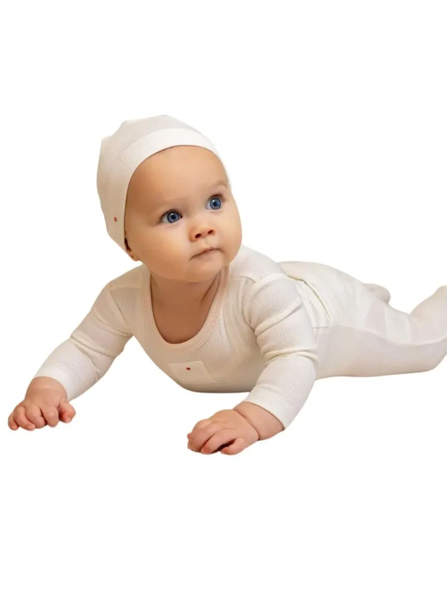 Комплект боди-комбинезона с пинетками и шапки Teddy Patch NoggiWear — изображение 3 из 4, кремовый/розовый