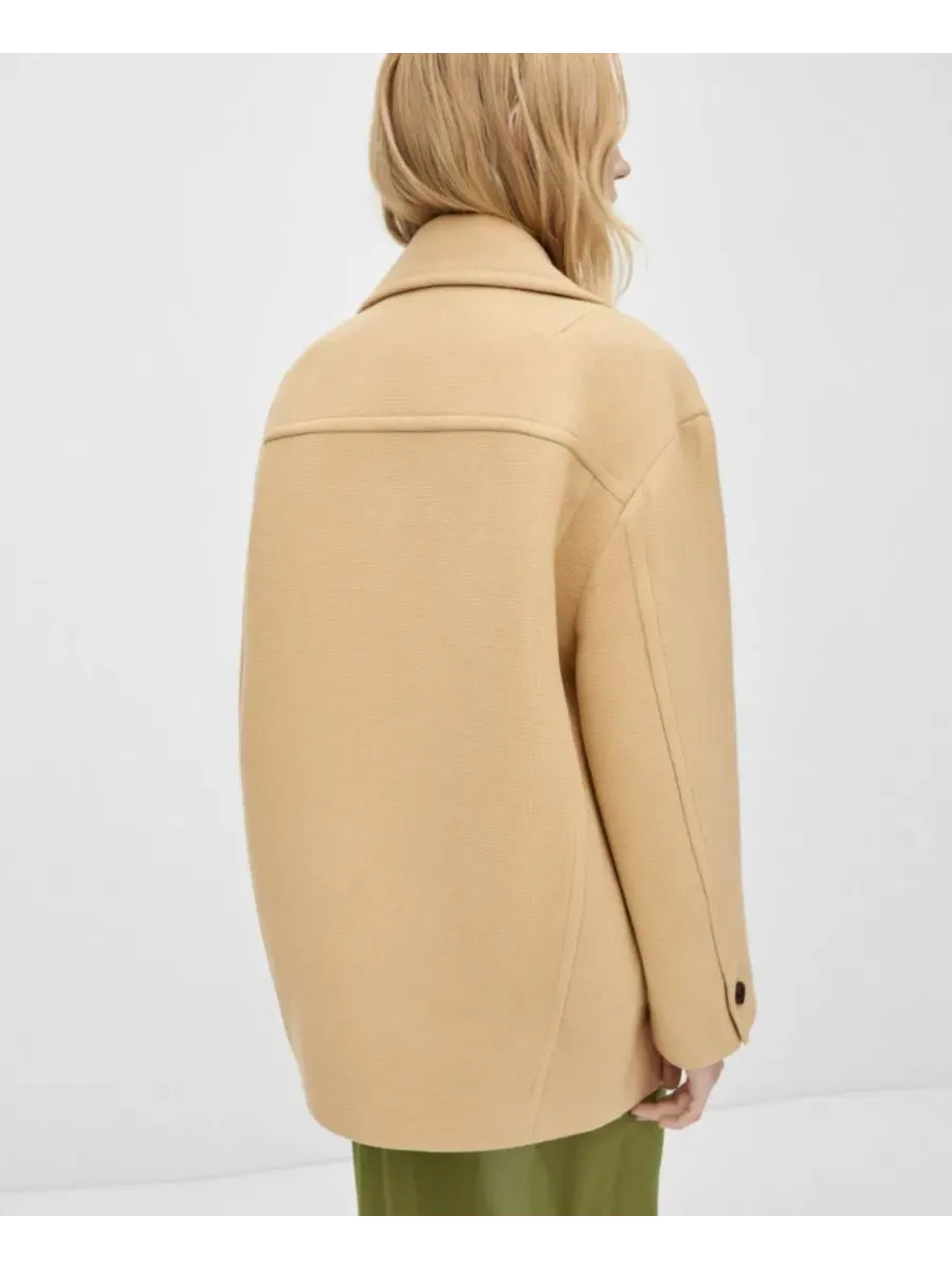 Пальто двубортное из верблюжьей шерсти Mango — изображение 3 из 7, коричневый
