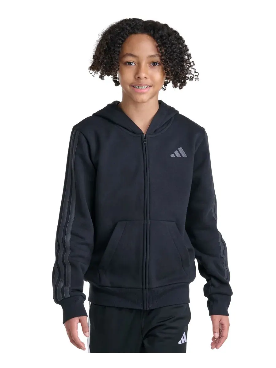 Детский худи с капюшоном, на молнии, с длинным рукавом, с флисом adidas