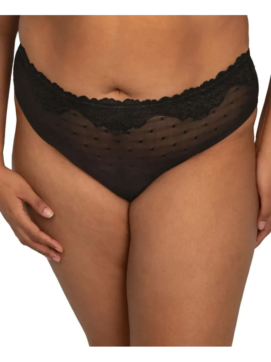 Трусы-слипы высокие из сетки Sheer Whisper High Cut Brief Curvy Couture — черный