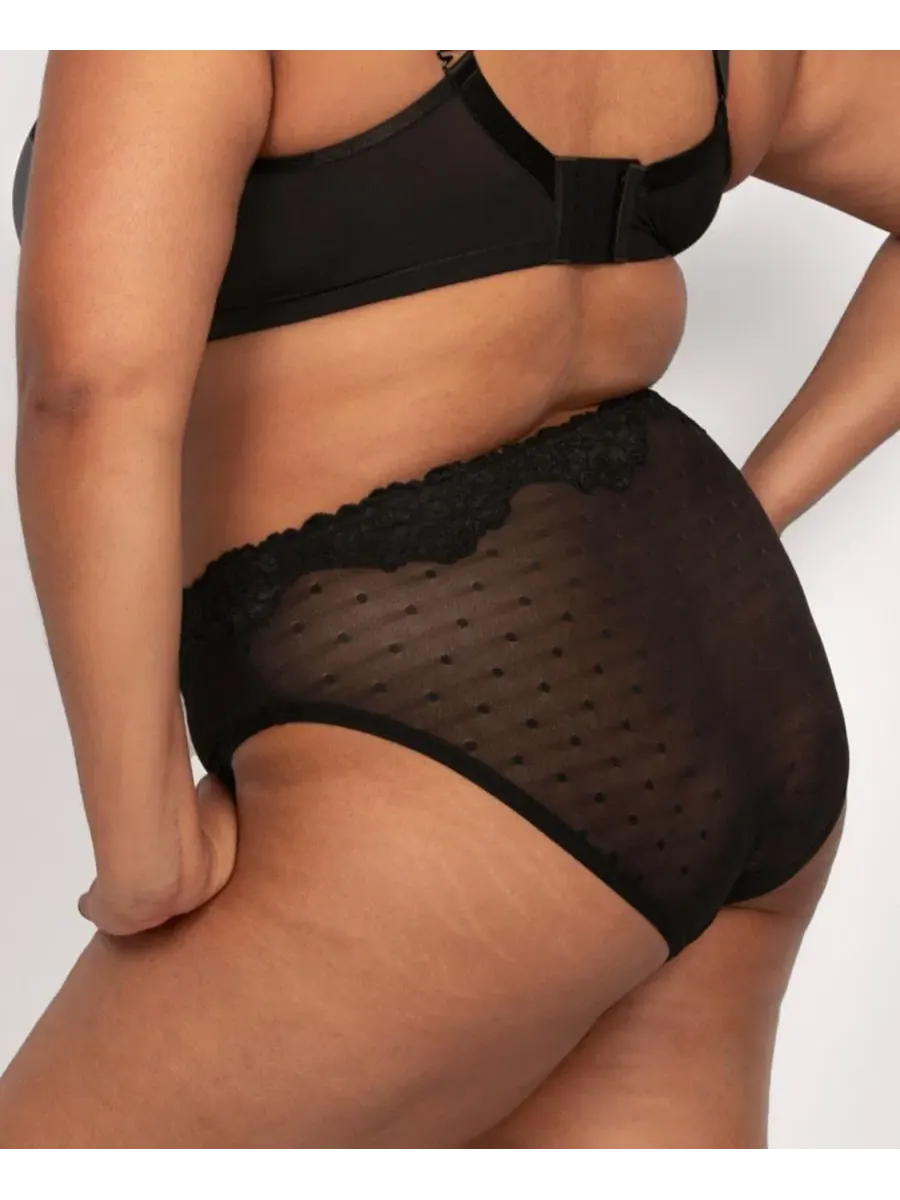 Трусы-слипы высокие из сетки Sheer Whisper High Cut Brief Curvy Couture — изображение 2 из 4, оникс