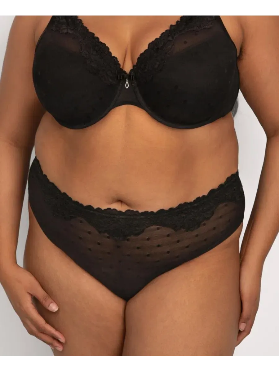 Трусы-слипы высокие из сетки Sheer Whisper High Cut Brief Curvy Couture — изображение 3 из 4, оникс