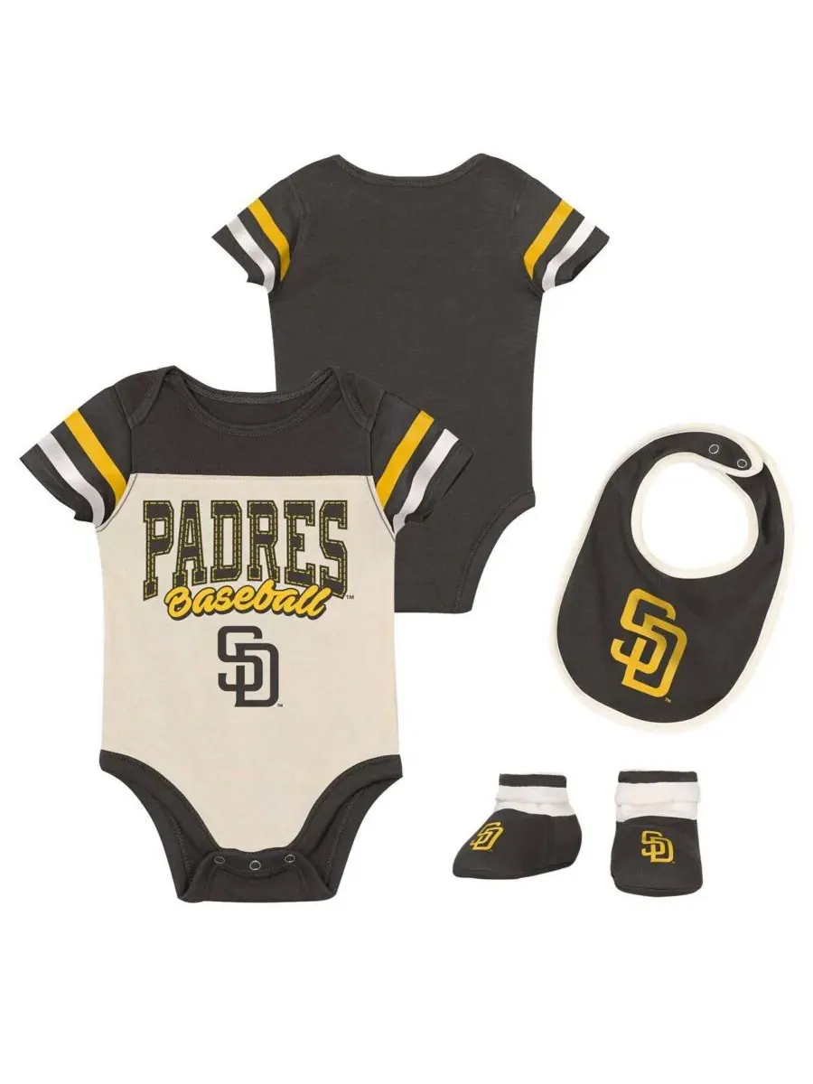 Комплект боди, слюнявчика и пинеток San Diego Padres Up One Outerstuff