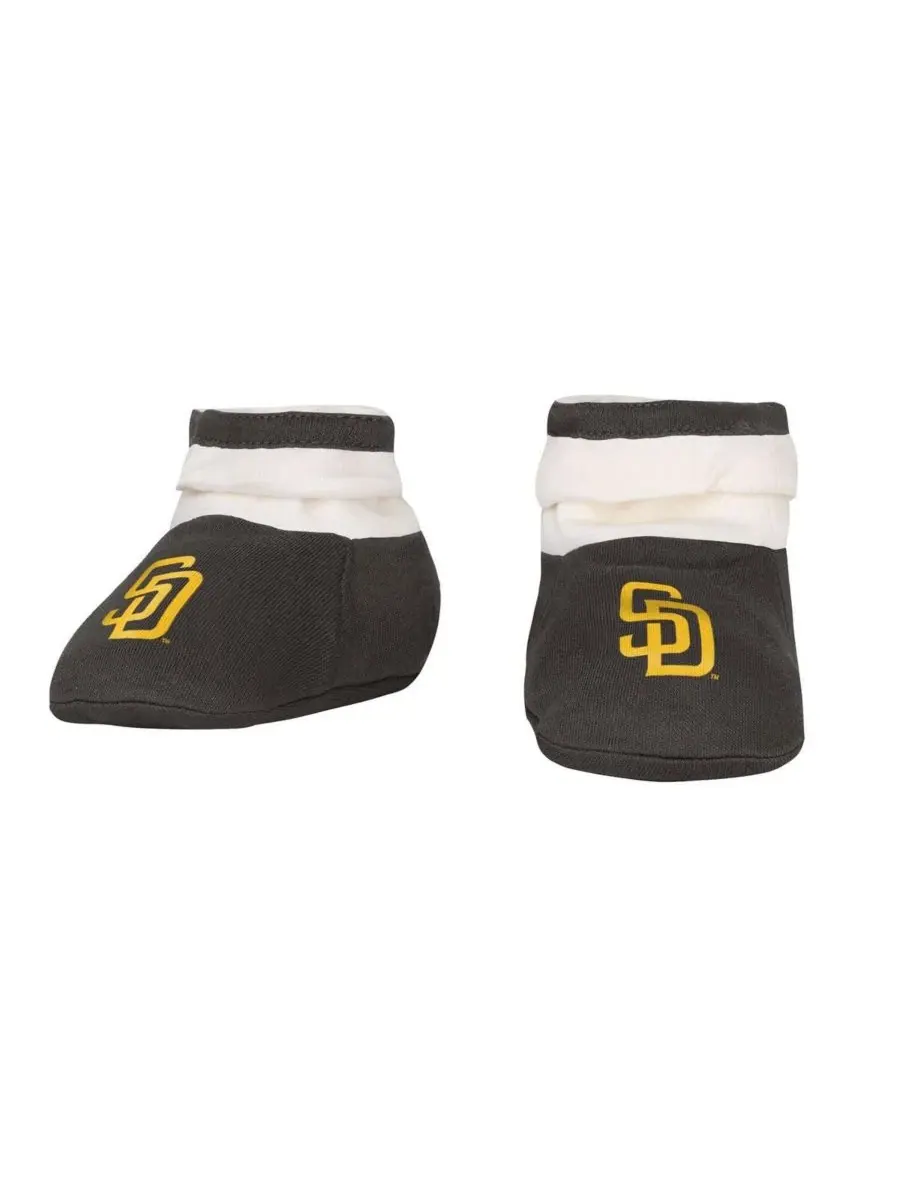 Комплект боди, слюнявчика и пинеток San Diego Padres Up One Outerstuff — изображение 2 из 4, белый коричневый