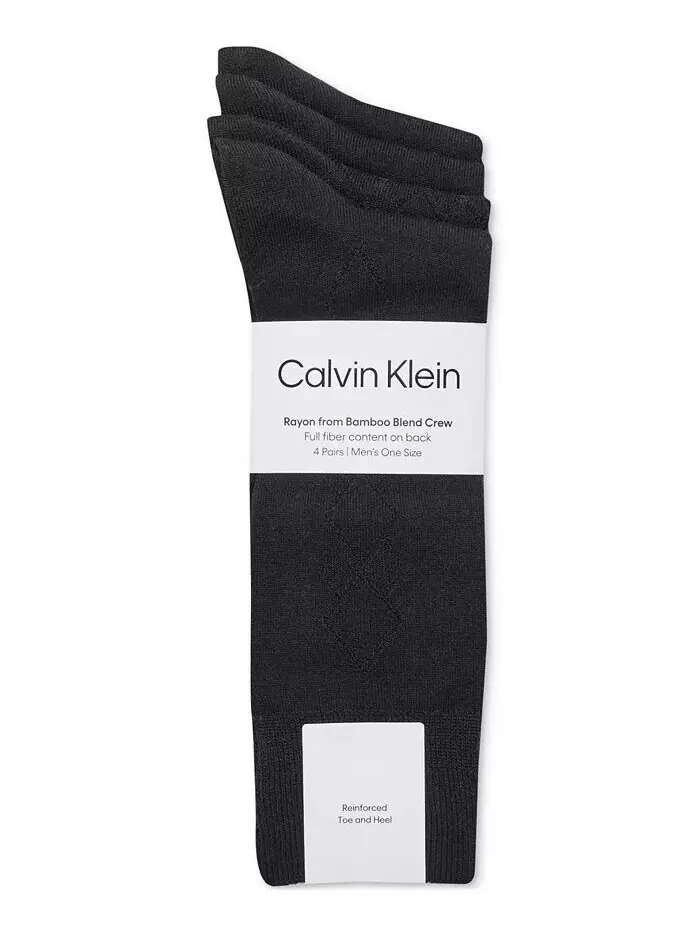 Мужские 4 шт. Носки для экипажа Calvin Klein — изображение 2 из 2, черный